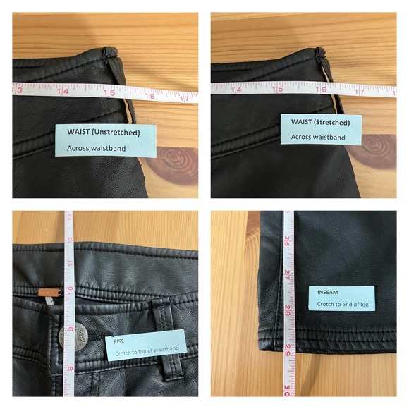 Free People Faux Leather Pants Size 4 Zip Ankle Zipper Pockets Moto Skinny Black - Picture 4 of 7